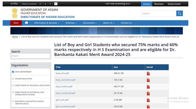 Assam Scooty Merit List